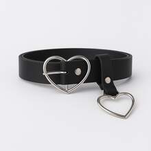 Women's PLUS SIZE Heart Belt With SILVER Pendant - Black - View 3