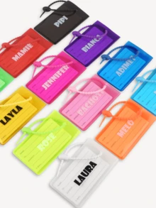 1pc Personalized PVC Luggage Tag With Privacy Card Slot, Customized Name, Colorful PVC Label Suitable For Handbag, Backpack, Handmade Exquisite Travel Accessory, Travel Gift For Friends Birthday - Multicolor - View 4