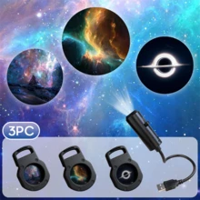 USB星空投影灯，1个灯头+3/6/10种星空投影图案，360°旋转，USB供电，营造星空氛围装饰，便携式夜灯，适用于墙壁、天花板、卧室、床头柜、儿童房装饰 - USB/銀河款 - 查看 13