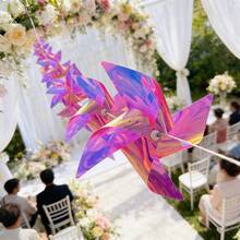 1 set Décoration de jardin extérieur Moulin à vent, Fil de moulin à vent coloré DIY, Moulin à vent en plastique imperméable, Convient pour la décoration de fête, la célébration des vacances, l'aménagement paysager de la zone pittoresque (10 m de fil d'acier + 20 pièces de moulins à vent) - Corde de moulin à vent - Voir 7