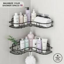 3pcs Black Iron Bathroom Shelf 26cm Bathroom Tripod Organizer Suitable For Rental Apartments - Black 3pcs - View 4
