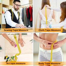 2/5 piezas Cinta métrica corporal suave de doble escala, regla de costura profesional, escala dual en pulgadas y centímetros, con marcas de medición claras, cinta métrica de costura de plástico duradero, adecuada para pérdida de peso, uso médico, medición corporal, costura, accesorios de máquina de coser, manualidades, apta para principiantes y expertos - color aleatorio - Ver 6