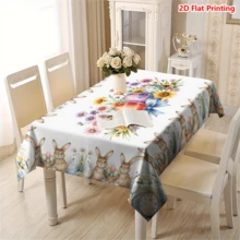 1/20pcs Easter Tablecloth Easter Bunny And Egg Floral Tablecloth Watercolor Spring Pattern For Kitchen Dining Party Decor Home Use All Seasons Rectangle Table Cover Easter-Themed Decorative Tablecloths - Multicolor - View 5