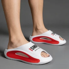Zapatillas de Ducha Ligeras para Hombre con Estampado Cartoon, Unisex Moderno y Cómodos Para Parejas en Uso Diario Deportivo Playa, Vacaciones o Múltiples Escenarios Con Estructura Duradera EVA - Blanco - Ver 1