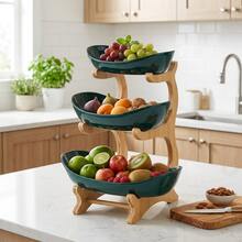 2/3-Tier Fruit Rack Snack Storage Tray, Decorative Rack - Plastic Fruit Bowl Set For Kitchen And Dining - Multi-Layer Fruit, Snack, And Dessert Tray - For Parties, Outdoor Gatherings, Gifts - White - View 6