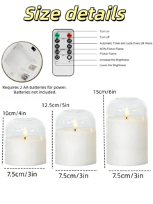 3pcs/Set Battery Powered Acrylic LED Column Lights With Remote Control And Timer, Suitable For Christmas, Halloween, New Year Home Decor (Batteries Not Included) - White - View 8
