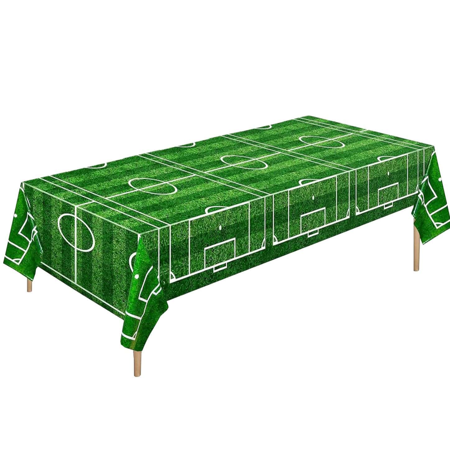 1 Pc 54 X 108 Inches Soccer Plastic Tablecloth Party Decorations Disposable Plastic Table Cover For Football Birthday Party Decorations - Green - View 1