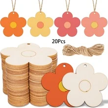 Uncolored Wooden Flower Shaped Pieces, DIY Painted Flower Wall Decor, Suitable For Home Decoration, With Holes For Hanging - Style a - View 6