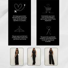 Conjunto Linho Colete E Calça Cintura Alta Elegante Feminino - Preto - Visão 8