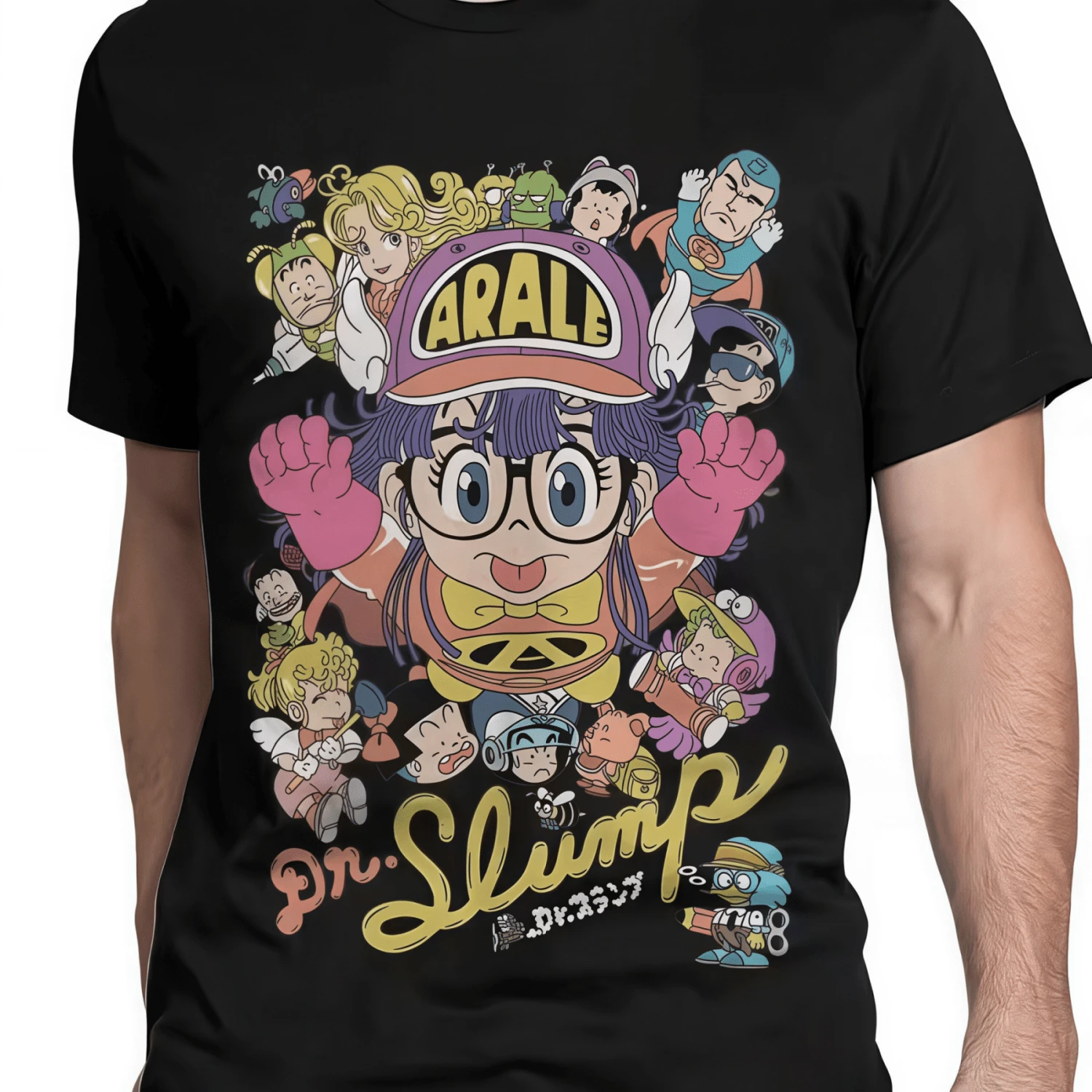 Men's And Women's T-Shirt Arale Anime Cute Funny 100% Cotton Short Sleeve Dr. Slump T-Shirts Round Neck Tops Gift Idea Vintage T-Shirt - 黑色 - 查看 1