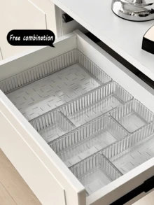 4/7件套亚克力抽屉收纳盒，多用途储物盒，适用于化妆品、厨房用品、办公桌收纳 - 彩色 - 查看 2