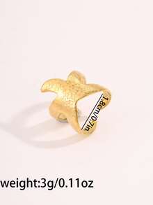 Camhanno 3/1pc - And Cool Stainless Steel Ring With A 3D Starfish Geometric Stripe Design. A Unique And Eye-Catching Design That Won't Be Seen On Others. - Gold - View 8