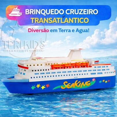 BARCO DE BRINQUEDO GRANDE NAVIO CRUZEIRO EMBARCAÇÃO TRANSATLÂNTICO FLUTUA AGUA RODINHA MINIATURA MENINO MENINA DECORAÇÃO