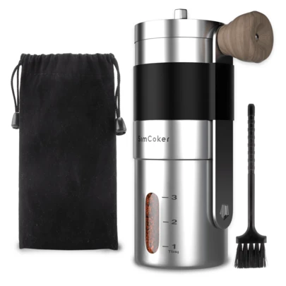 Manual Coffee Grinder,Ceramic Burr,Mini Hand Coffee Bean Mill With 20g Capacity,Adjustable Grind Setting,Portable Size For Camping,304 Stainless Steel
