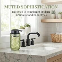 复古时尚绿色泡沫玻璃皂液器 - 黑色按压瓶，适用于浴室和厨房洗手液 - 均碼 - 查看 5