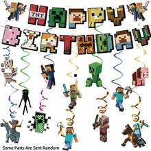 Bộ trang trí tiệc theo chủ đề Minecraft - Cờ treo hình thế giới pixel, Steve, Alex, thích hợp cho sinh nhật, Halloween, tiệc Giáng sinh, trang trí nhà cửa dịp Giáng sinh, quà tặng Giáng sinh, đồ trang trí Giáng sinh. - Nhiều màu - Xem 10