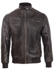 AVIATRIX Men's Real Leather Bomber Jacket OS3R Black - Black - View 1