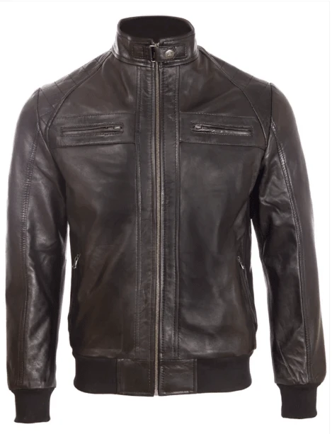 AVIATRIX Men's Real Leather Bomber Jacket OS3R Black - Black - View 1