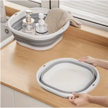Portable Silicone Folding Wash Basin, Multi-Functional Collapsible Water Basin, Essential For Students Dorm, Camping, Travel, Space-Saving - Multicolor - View 3