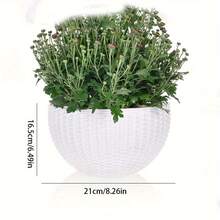 1 st retro pastoral stil imitation rotting vävd halvcirkelformad blomkruka gratis stansning hängande blomkorg vägghängande hydroponisk blomkruka - blomkruka - Visa 3