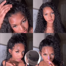 ZHENDEFA Tóc giả Jerry Curl có kẹp điều chỉnh vô hình, tóc giả ren phía trước trong suốt 360 độ độ nét cao, đường chân tóc đã được tỉa sẵn, dây rút vô hình, mật độ 200%, tóc giả ren 360 độ không cần keo dán, dành cho nữ. - SNatural - Xem 3