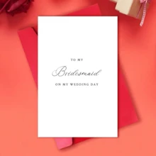 1 Stück elegante Brautjungfer Hochzeitskarte, englische Grußnachricht für sie, perfekt für Wertschätzung der Brautparty, minimalistisches Design, Hochzeitspapeterie | Herzliche Botschaft | Aufgeräumte Gestaltung - Einheitsgröße - Übersicht 2