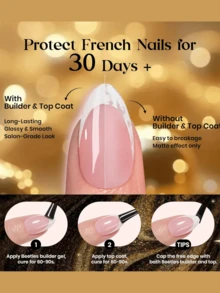 150pcs Rectangular French Tip False Nails, Brown French Soft Gel Nail Tips, Fake Nail Set, Suitable For DIY, Minimalist Multi-Purpose Style, 15 Sizes Fit For Women - Brown - View 7