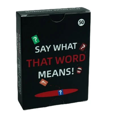 Say What That Word Means! Card Game - Fun After Dinner Party Activity, 50 Quick Word Challenge Cards For Groups & Game Nights, Portable Design For On-The-Go Fun