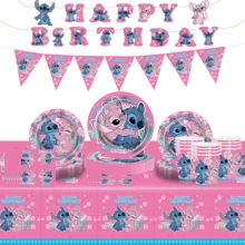 53-Piece/Stitch-Style Disposable Tableware Set, Suitable For Camping, Backyard Barbecues, Party Supply Sets, Can Be Used For 10 People, Very Suitable For Halloween, Christmas, And Family Gatherings - Multicolor - View 1