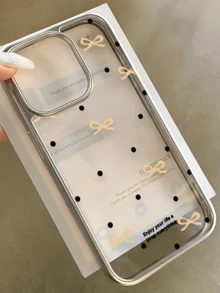 1个电镀透明波点蝴蝶结简约TPU防震手机壳，适用于苹果17、16、15、14、13、12、11 Pro Max、Air - 彩色 - 查看 3