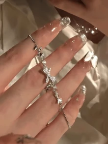 1 pieza Brazalete decorativo con lazo ajustable para mujer - Plateado - Ver 2
