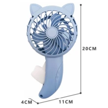 Cartoon Cat Ear Handheld Fan - Lightweight And Cool Hand Fan For Travel And Outdoor Activities - Battery-Free Design - C-Blue - View 4