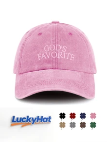 DAZY 1 pieza Gorra de béisbol vintage lavada unisex - Texto bordado "Favorito de Dios" - Múltiples colores vintage disponibles - Gorra de papá ajustable y desgastada de manera discreta, adecuada para uso diario casual - A - Ver 13