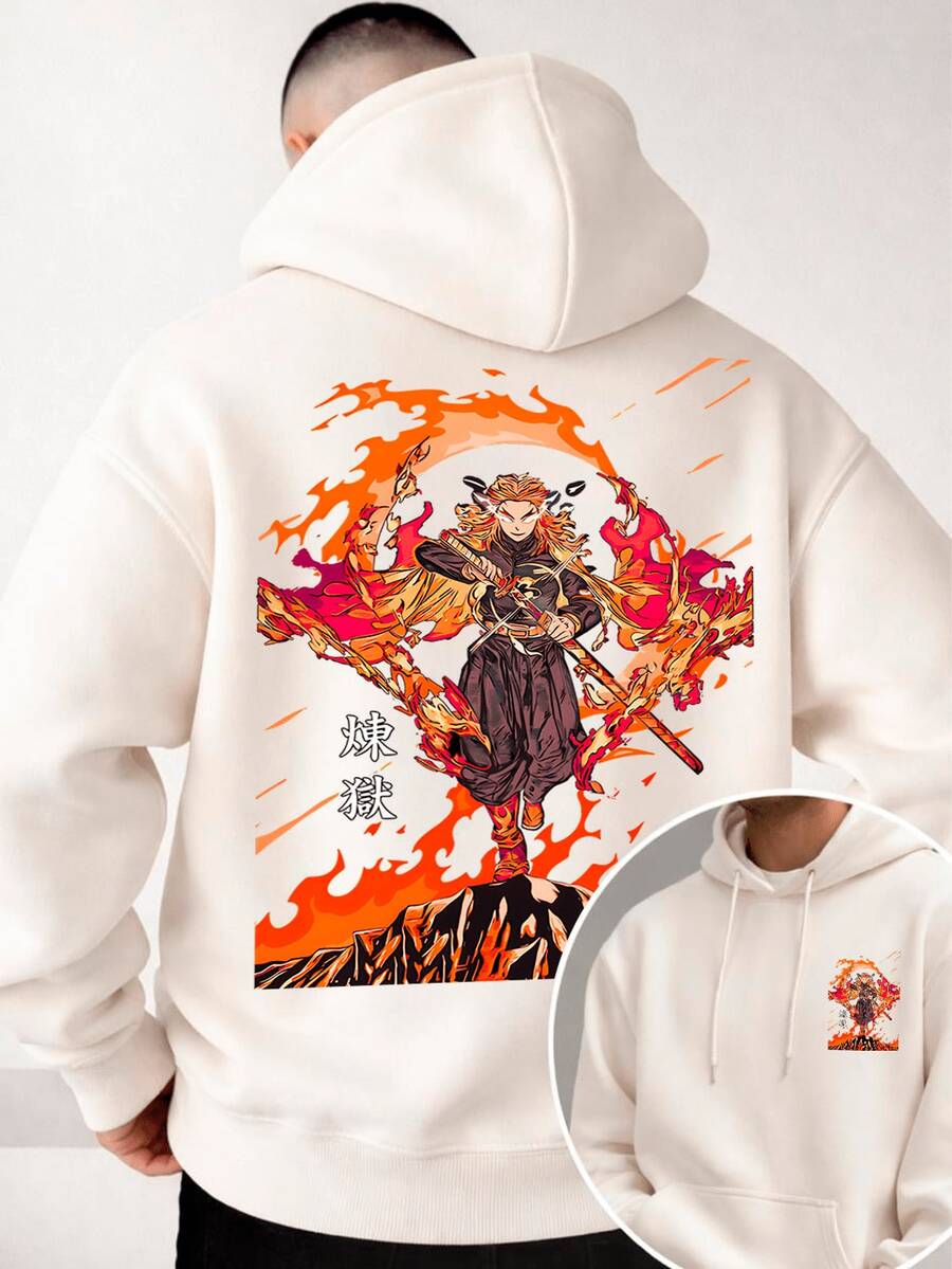 Men's Anime Hoodie Sweatshirt "Pillar Of Flames" – Released In 2026 | Immediate Shipping - màu trắng nhạt - Xem 1