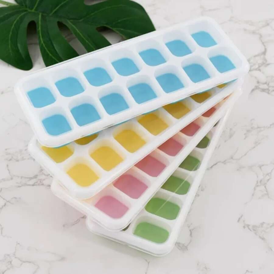 Kit Formas De Gelo Com Fundo Em Silicone Flexível E Tampa - Praticidade Total