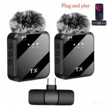 专业无线领夹麦克风，即插即用，专业智能降噪，全指向电容式拾音器，带防风罩，USB接口（可选多端口），内置230mAh可充电锂电池，支持2.4G/3G/4G/5G网络连接，适用于直播、采访、歌曲录制、播客、访谈和Vlog。三合一无线领夹麦克风，二合一无线领夹麦克风，多端口可选，适用于Vlog。 - 查看 2