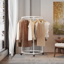 1pc Heavy Duty Metal Rolling Garment Rack, With Round Load Capacity, Super Strong Load Bearing, 16mm Tube Diameter, Space Saving, Sturdy Metal Floor Standing Multi-Rod Clothes Rack, Suitable For Bedroom, Dorm And Balcony; Freestanding Rotating Clothes Rack, Portable Clothes Rack, Independent Clothes Rack, Retail Clothing Display Rack, Laundry Room Storage Rack, Home Decor, Room Decor, Wardrobe Storage Rack, Holiday Gift - Multicolor - View 6