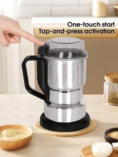 Large Capacity Electric Grinder (1 Piece), 304 Stainless Steel Blades, One-Button Operation, Multi-Functional Grinder, Herbal Grinder, General Grinder, Suitable For Grains, Spices, Coffee And Herbs, Precision Grinder, Coffee Bean Grinder, Food Processor, Portable Blender.