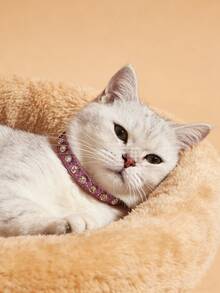 1pc Rhinestone Decorated Pet Collar, Suitable For Cats And Dogs, Can Be Worn Daily - Pink - View 6