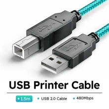 1.5米USB打印机连接线，USB A型公头对公头打印机/扫描仪连接线，高速USB 2.0线，兼容惠普、利盟等打印机 - 查看 2