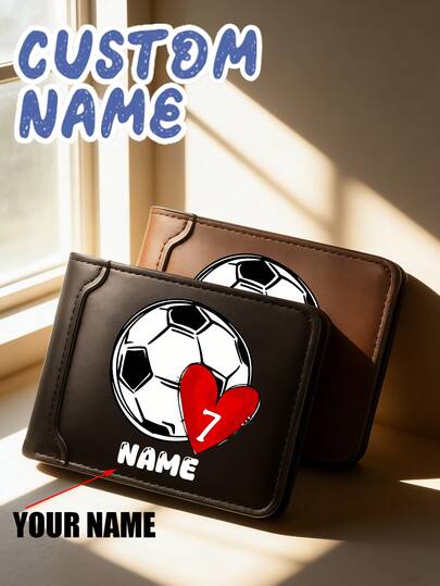 This Custom PU Wallet Features A Cool Soccer Ball Design And Can Be Personalized. You Can Have Your Name Or Holiday Greetings Printed On It. Available In Multiple Colors, Create A Truly Unique Wallet/Card Holder. This Wallet Is Perfect For Everyday Use, Including Traveling, Shopping, Exercising, Going Back To School, And More. It Also Makes A Wonderful Gift For Colleagues And Classmates, Sure To Be A Memorable Present.