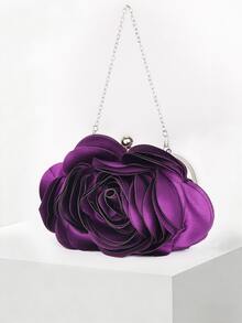 花朵設計晚會包新娘包錢包充分連衣裙派對手提包婚禮手拿包女性晚上錢包女士手拿包 - 紫色 - 查看 10