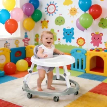 CHIQUERID Multifunctional Baby Walker, Foldable Anti-Rollover Infant Walker, Adjustable Height Baby Activity Walker , Prevent O-Shaped Legs (Grey) - Grey - View 7