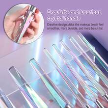 10pcs Laser Holographic Makeup Brush Set, Cloud-Like Soft Texture + 14pcs Water Expanding Makeup Sponge Set (Mini Makeup Sponge, Triangle Makeup Sponge), Eyeshadow Brush, Foundation Brush, Blush Brush - Multicolor - View 3