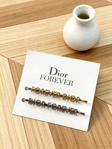 Christian Dior 字母图案发夹，金银双色套装，侧夹/爪夹，多功能简约优雅爪夹 - 金銀 - 查看 1