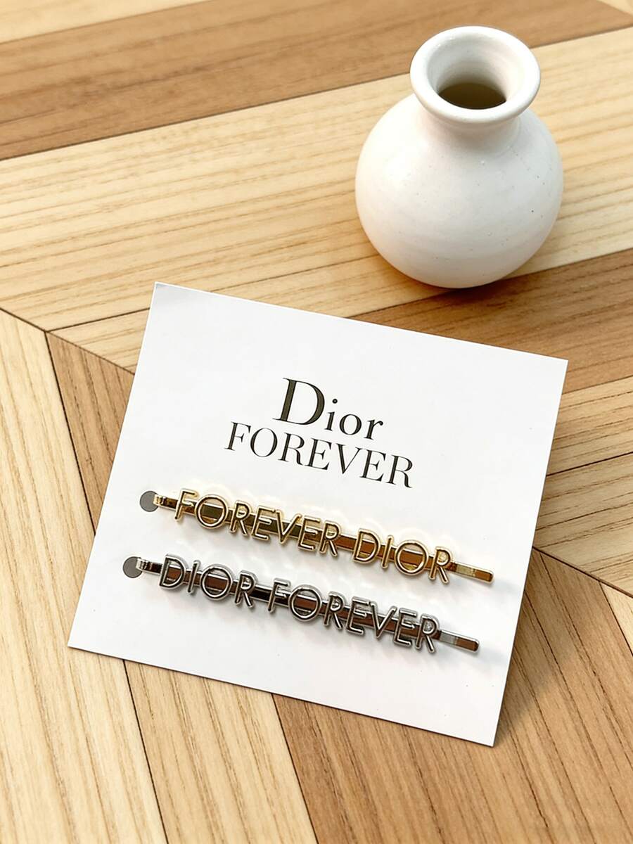 Christian Dior 字母图案发夹，金银双色套装，侧夹/爪夹，多功能简约优雅爪夹 - 金銀 - 查看 1