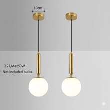 1/2pcs Nordic Luxury Gold Ball Pendant Light, E27 Socket, Single Head Bedside, Dining Room, Bar, Foyer, Living Room Minimalist Modern Creative Personalized Influencer Bedroom Lighting Fixture (Bulb Not Included) - Gold - View 11