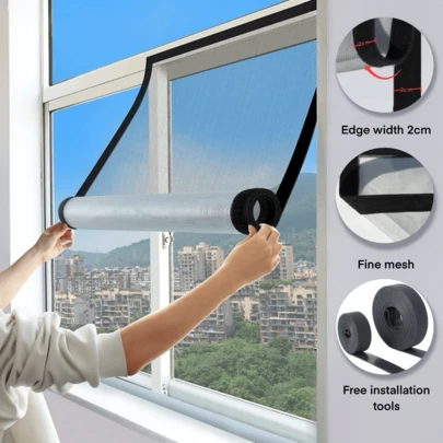 Màn chống muỗi hai mặt không cần khoan, được nâng cấp – Lưới chống muỗi Nano PP, thoáng khí và ngăn côn trùng, dễ dàng tự điều chỉnh cho cửa sổ trượt/cửa sổ treo, có thể tái sử dụng và giặt được.