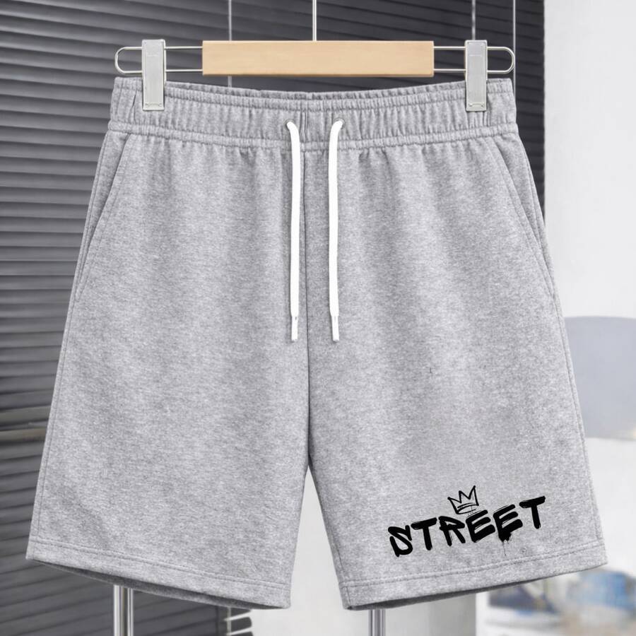 Boys' Short Sweatshirt With Street Print And Crown Design 1240 - Urban Look, School Outfit, OOTD - Clothes For Teenage Boys - 灰色 - 查看 1