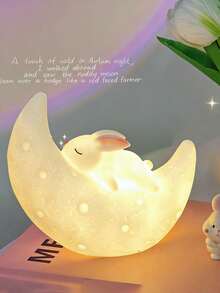 Lámpara de noche con diseño de conejo de dibujos animados, lámpara de mesa decorativa, luz ambiental brillante para dormitorio, mesita de noche o decoración de dormitorio - Multicolor - Ver 3